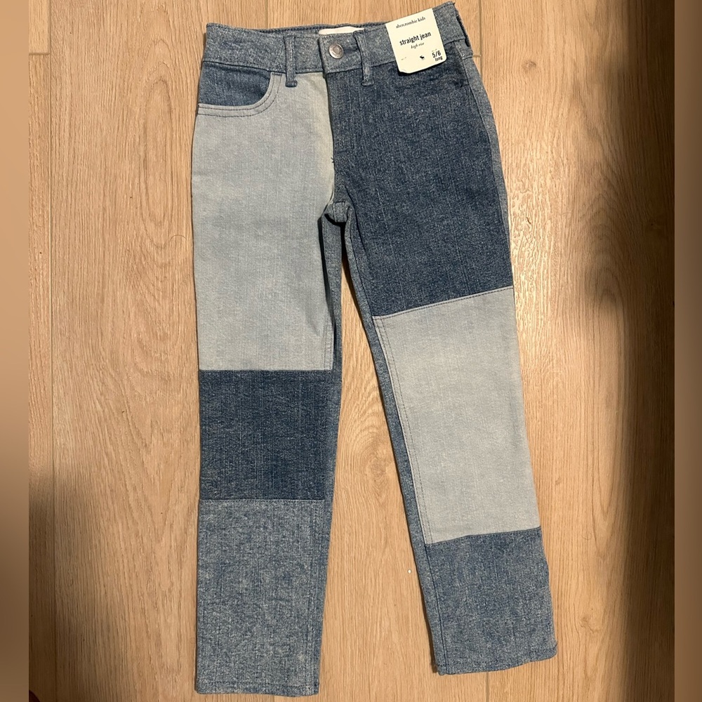 NEW Abercrombie kids patchwork skinny jeans back to school size 5/6 long